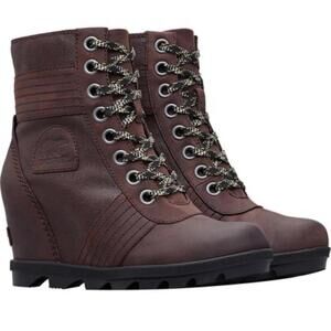 Sorel Women’s 7.5 Burgundy Leather Lexie Wedge Boots